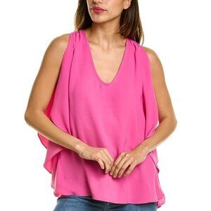 Trina Turk 'Haipo' Sleeveless Draped-Side Crepe Top, Wildflower Pink